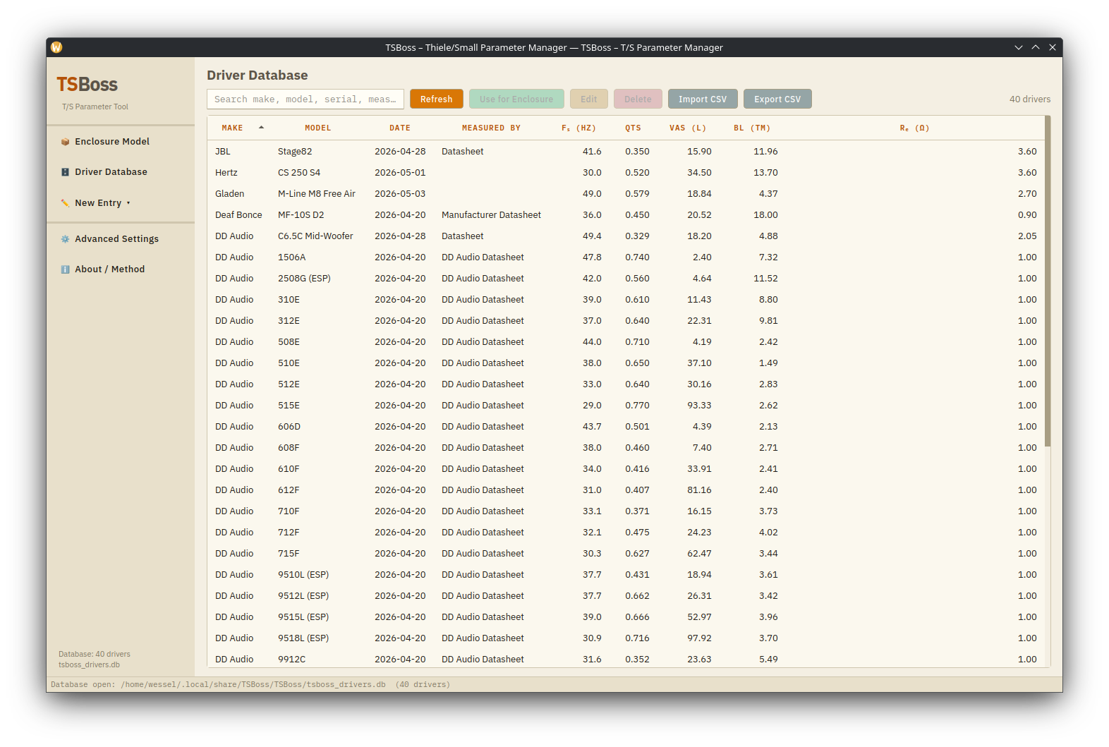 TSBoss driver database list